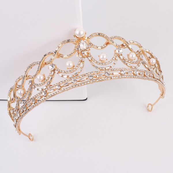 

Faux Pearl Crown Decor Headband, Gold