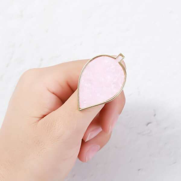 

1pc Leaf Shaped Nail Art Ring Palette, Pink