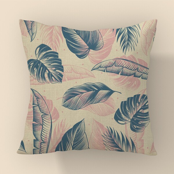 

Leaf Print Cushion Cover Without Filler, Multicolor