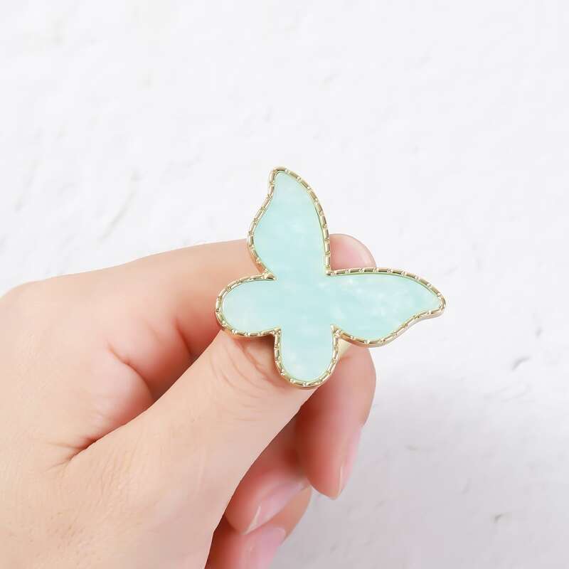

1pc Butterfly Shaped Nail Art Ring Palette, Baby blue