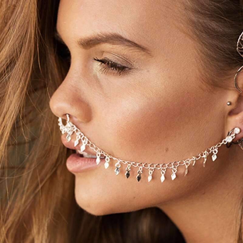 

Geo Tassel Nose Ring, Gold