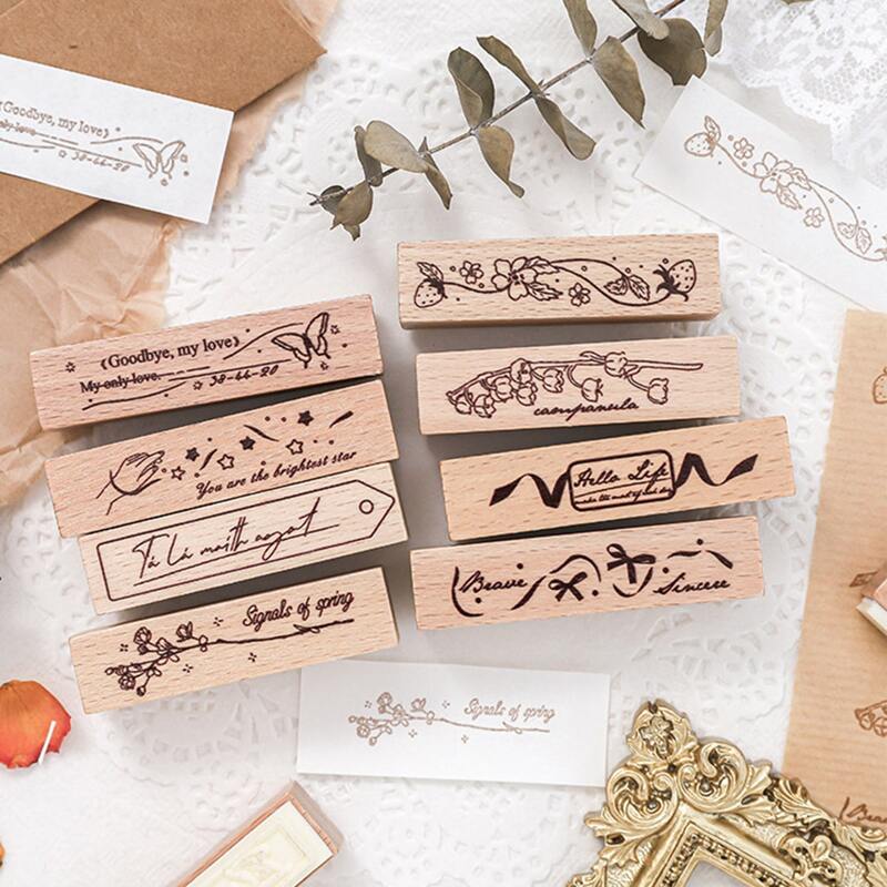 

1pc Random Wooden Stamp, Beige