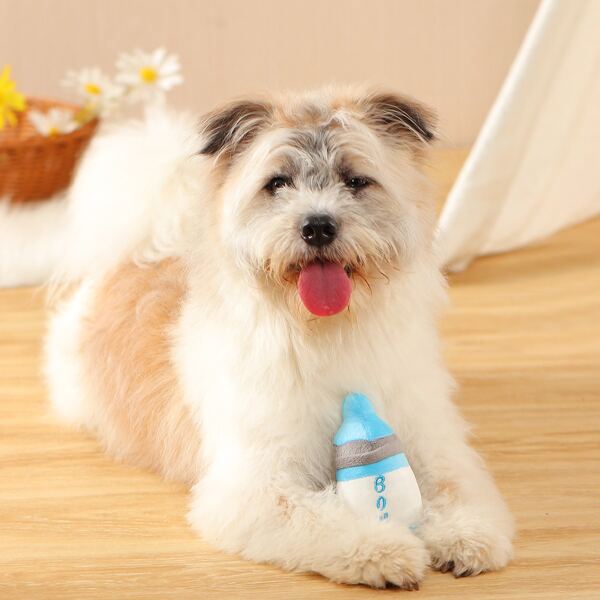 

Baby Bottle Shaped Pet Chew Toy, Blue and white