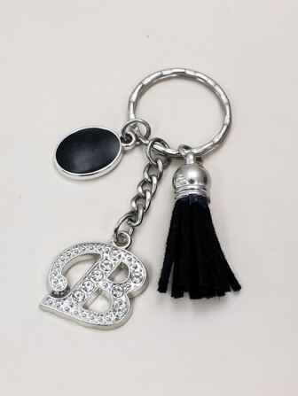 Portachiavi pendente con lettera e strass