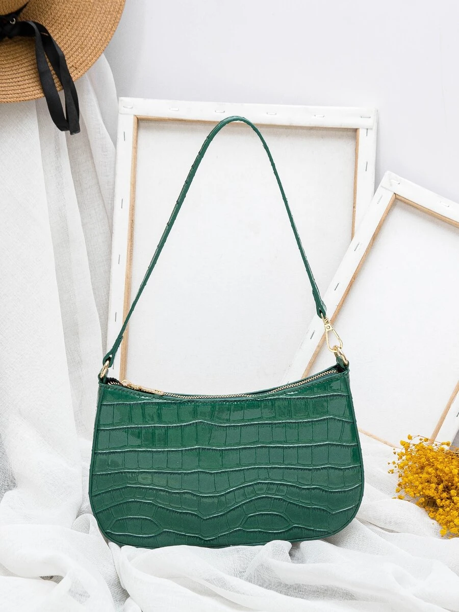 Dập nổi cá sấu Cái túi - màu xanh lá - Xem 1