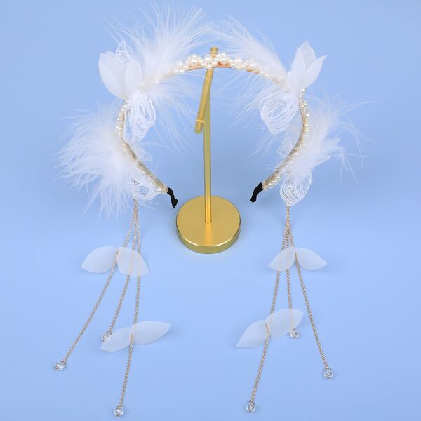

Faux Pearl Decor Headband, White