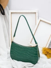 Dập nổi cá sấu Cái túi - màu xanh lá - Xem 3