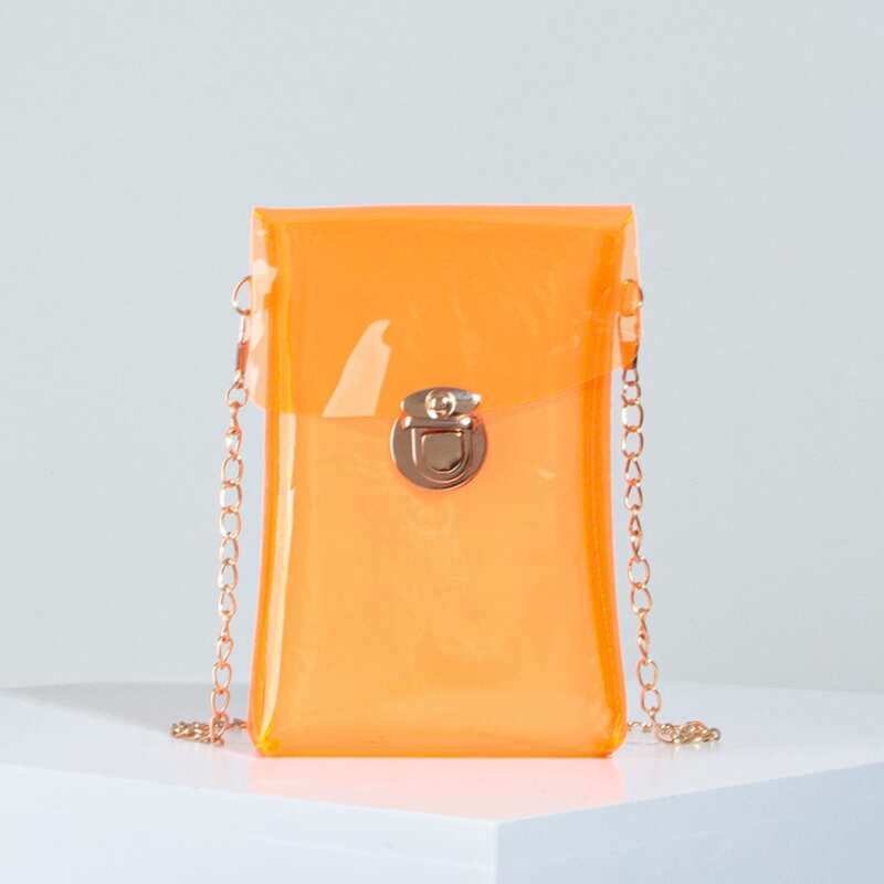 

Clear Push Lock Phone Bag, Orange