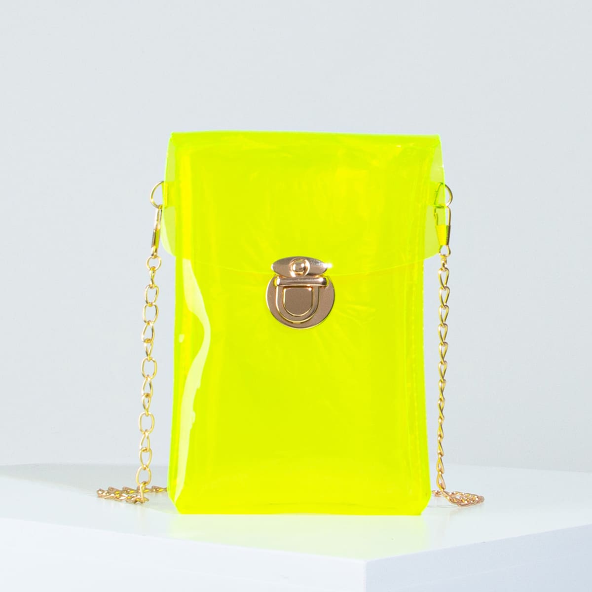 

Neon Lime Push Lock Phone Bag, Yellow