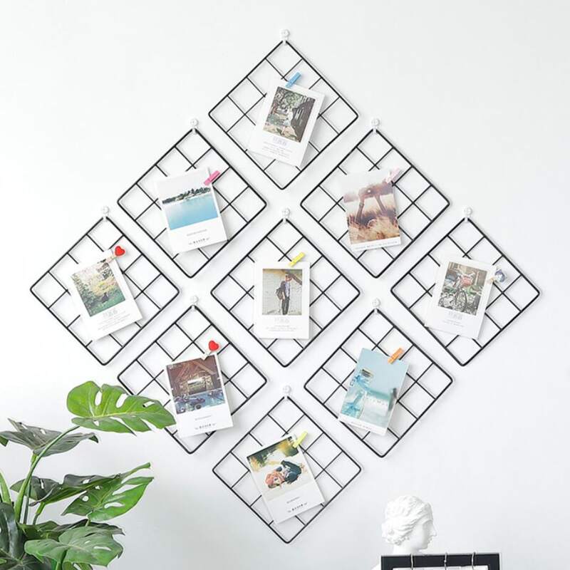 

1pc Grid Wall Hanging Decorative Rack, Black