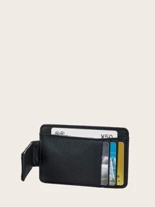 Men Minimalist Purse With Card Holder - Black - View 2