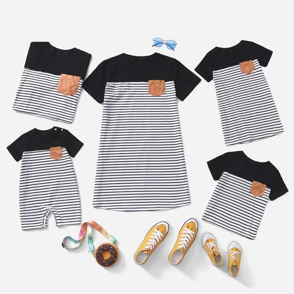 

Men Striped Pocket Patched Tee, Multicolor