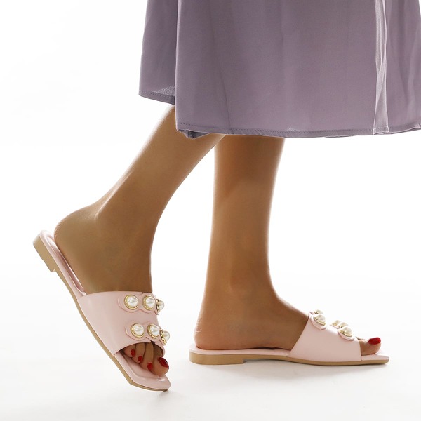 

Faux Pearl Decor Slide Sandals, Pink
