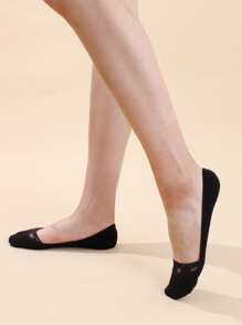 4 pares Calcetines pinkies con encaje en contraste - Negro - Ver 2