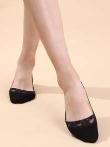 4 pares Calcetines pinkies con encaje en contraste - Negro - Ver 3