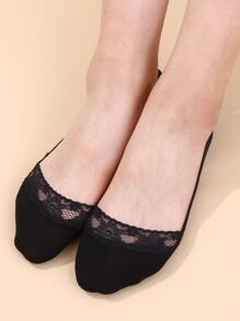 4 pares Calcetines pinkies con encaje en contraste - Negro - Ver 5
