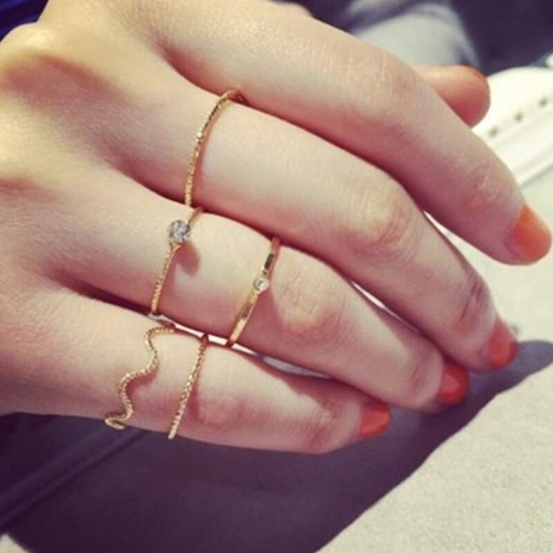 

5pcs Minimalist Ring, Gold