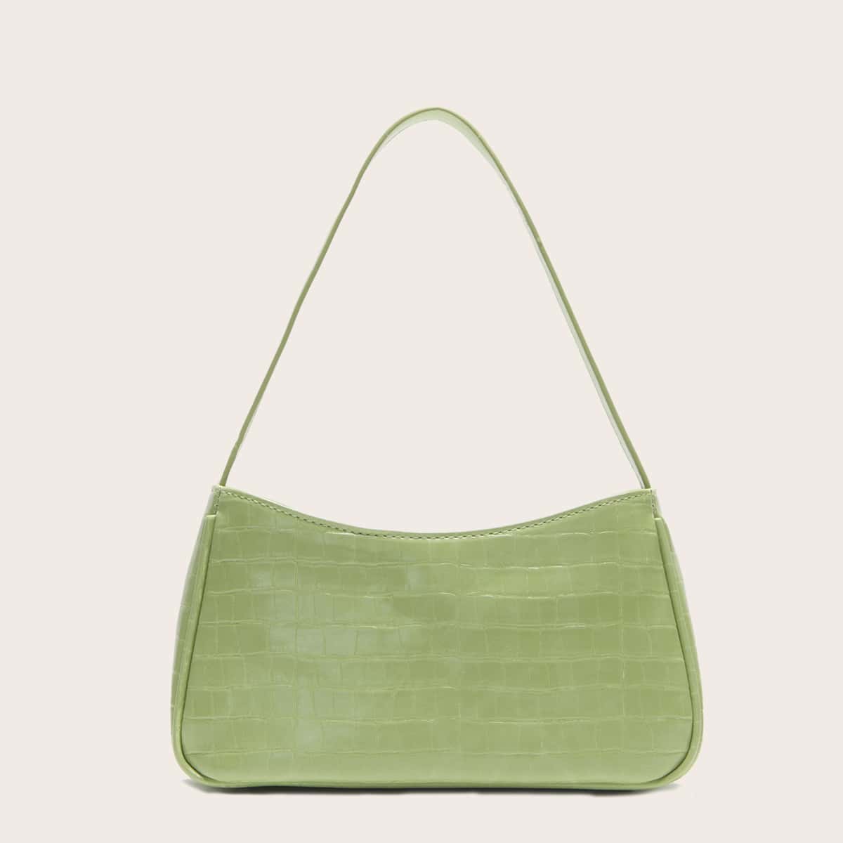 

Croc Embossed Baguette Bag, Green