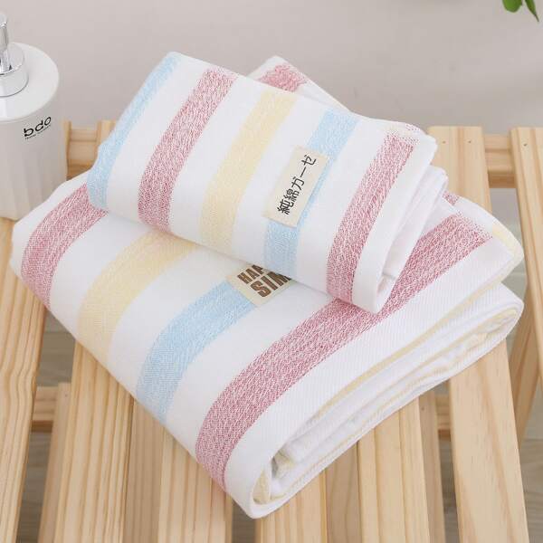 

1pc Striped Pattern Towel, Multicolor