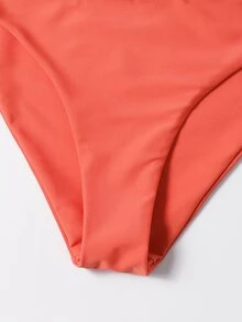 Plain V Wired Bikini For Summer Beach Vacation - Coral Orange - View 5