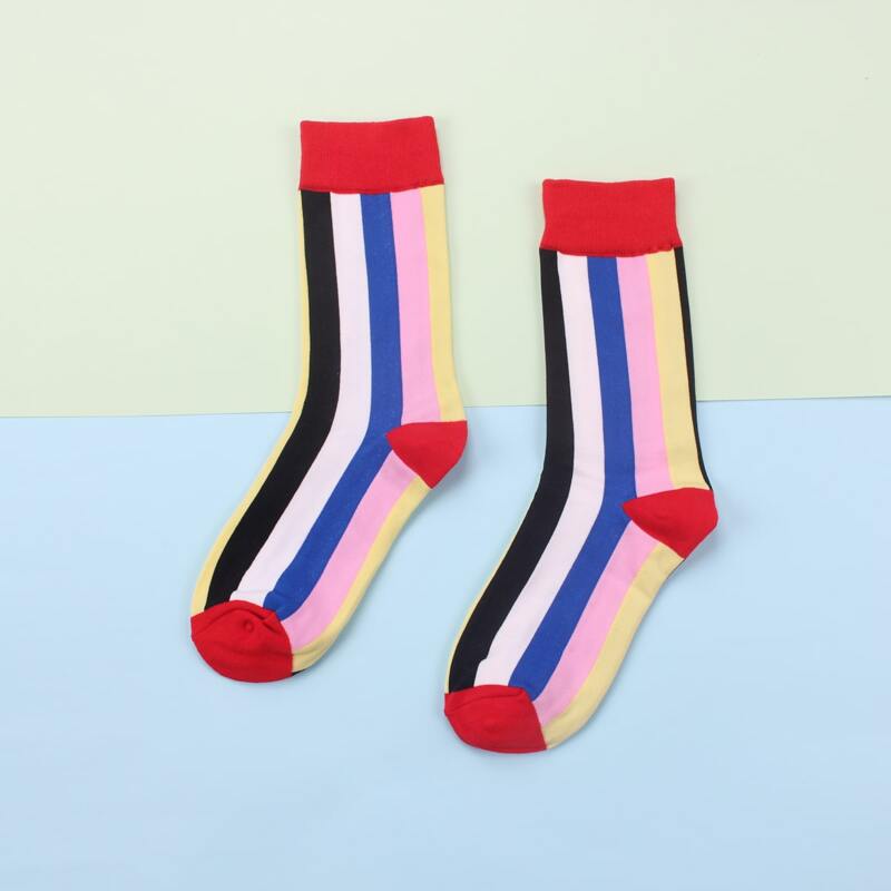 

Striped Crew Socks, Red