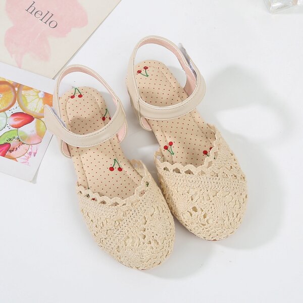 

Girls Hollow Out Ankle Strap Flats, Apricot