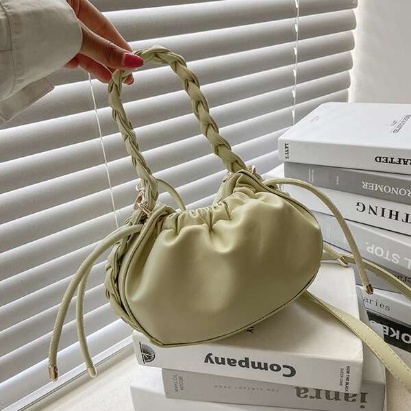 

Minimalist Drawstring Ruched Bag, Yellow