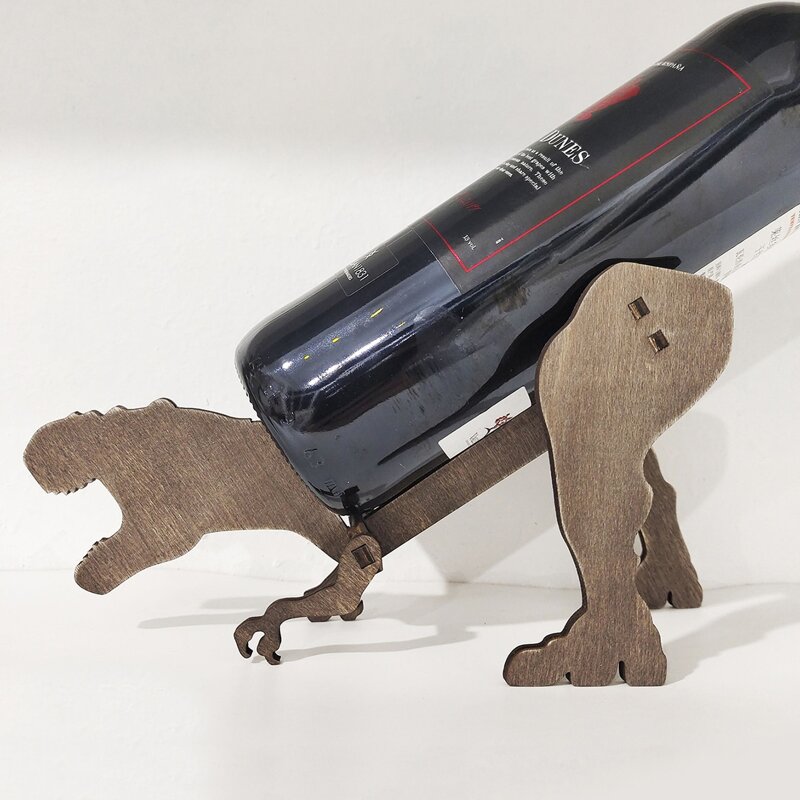 

Wooden Dinosaur Wine Rack, Bronze