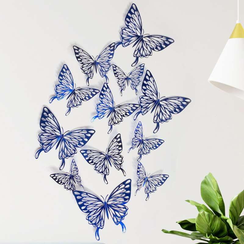 

12pcs 3D Butterfly Sticker, Blue