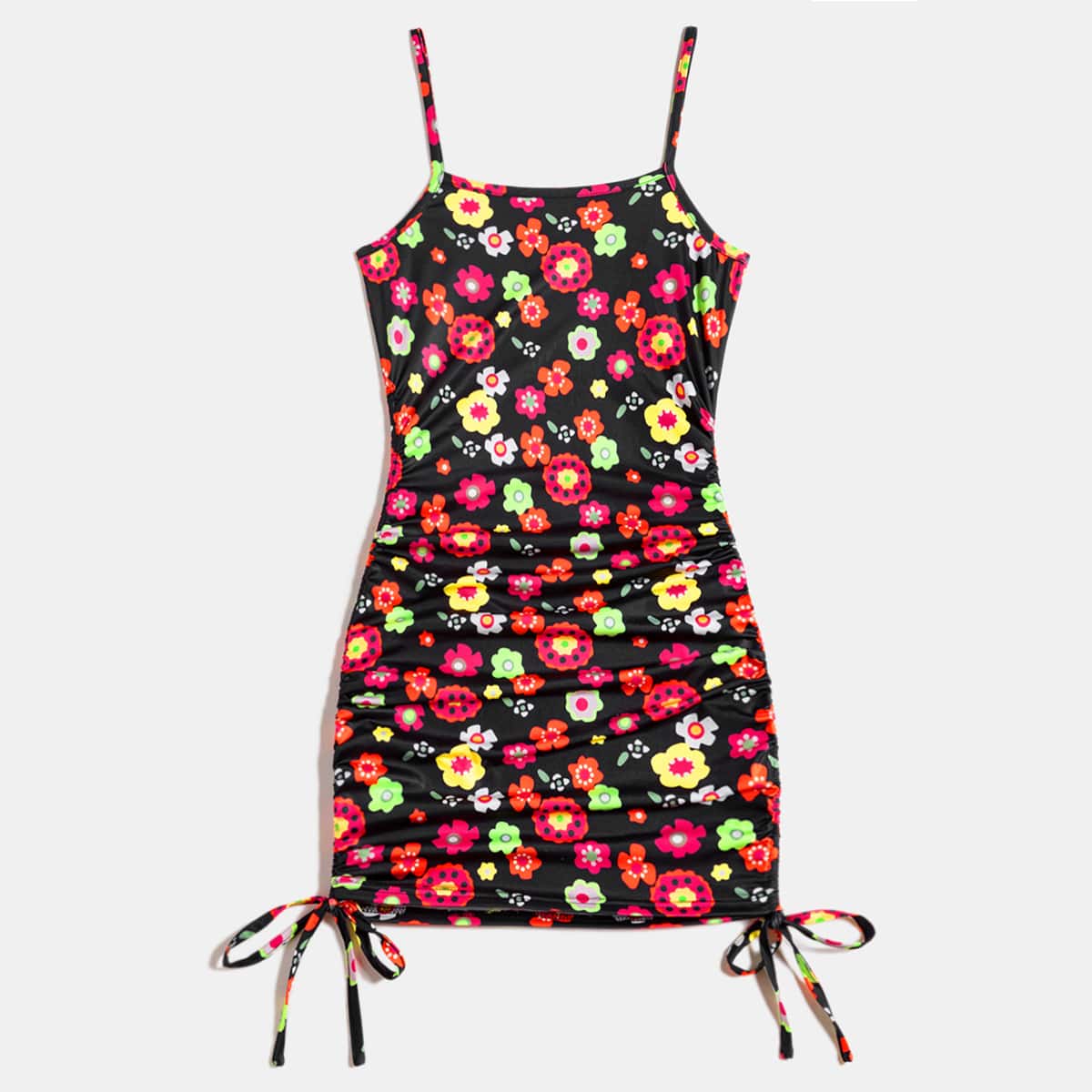 

Floral Print Drawstring Dress, Multicolor