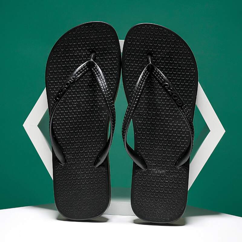

Letter Embossed Flip Flops, Black