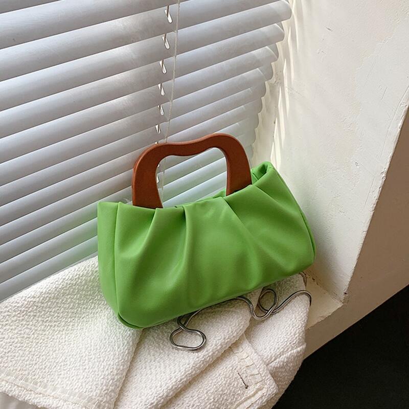 

Ruched Satchel Bag, Green
