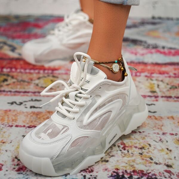 

Mesh Panel Chunky Sneakers, White