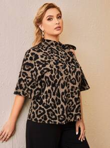 SHEIN Clasi Blusa con estampado de leopardo asimétrico - Multicolor - Ver 3