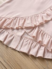 Camisa cruzada sin manga con fruncido con shorts - Rosa - Ver 3