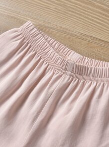 Camisa cruzada sin manga con fruncido con shorts - Rosa - Ver 4