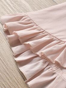 Camisa cruzada sin manga con fruncido con shorts - Rosa - Ver 5