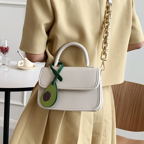 

Minimalist Flap Satchel Bag, White
