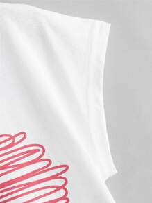 SHEIN Camiseta De Corazón Impresa Para Niñas Preadolescentes