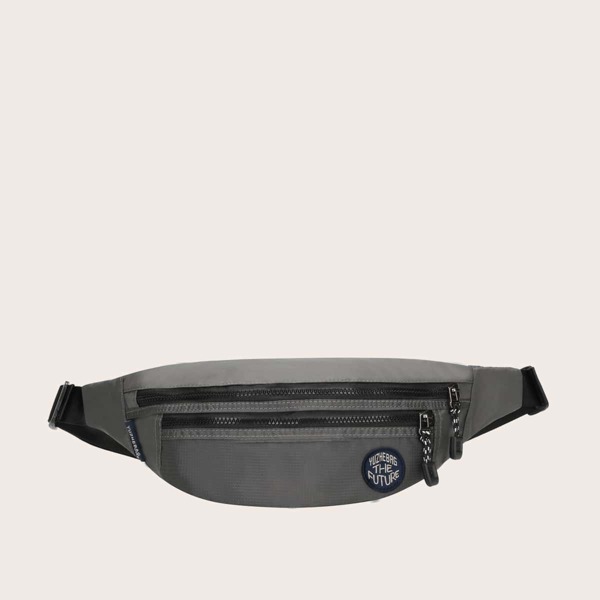 

Men Double Zipper Fanny Pack, Grey