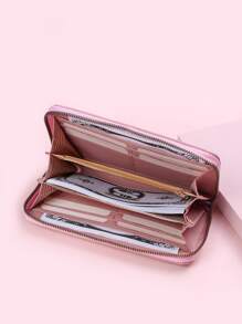 Cartera, monedero o billetera tipo negocio/casual con gráfico de fresa de dibujos animados, ideal como regalo para profesores, negocios, viajes, vacaciones, aniversarios, cumpleaños, San Valentín, para damas, trabajadoras de oficina. Color rosa intenso para el Día de San Valentín para mujeres.