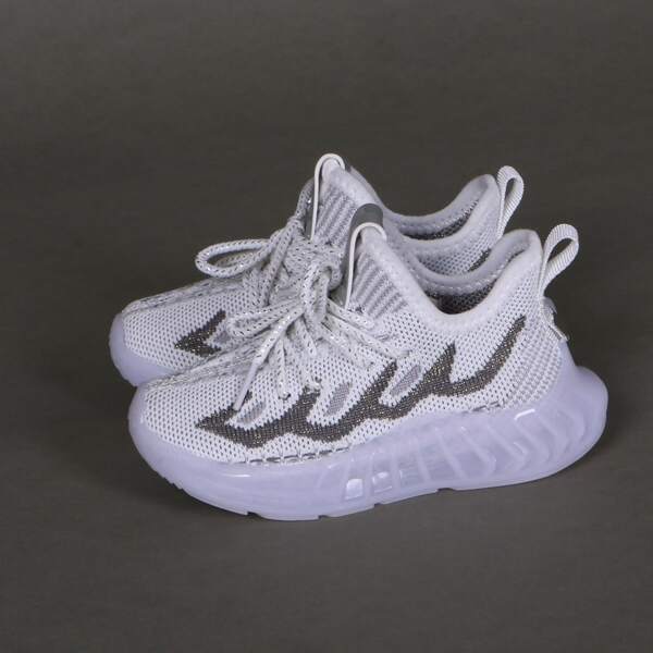

Toddler Boys Lace Up Decor Knit Sneakers, Light grey