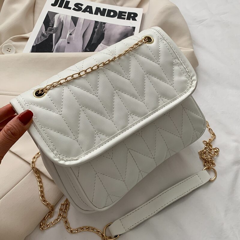 

Stitch Detail Chain Shoulder Bag, White