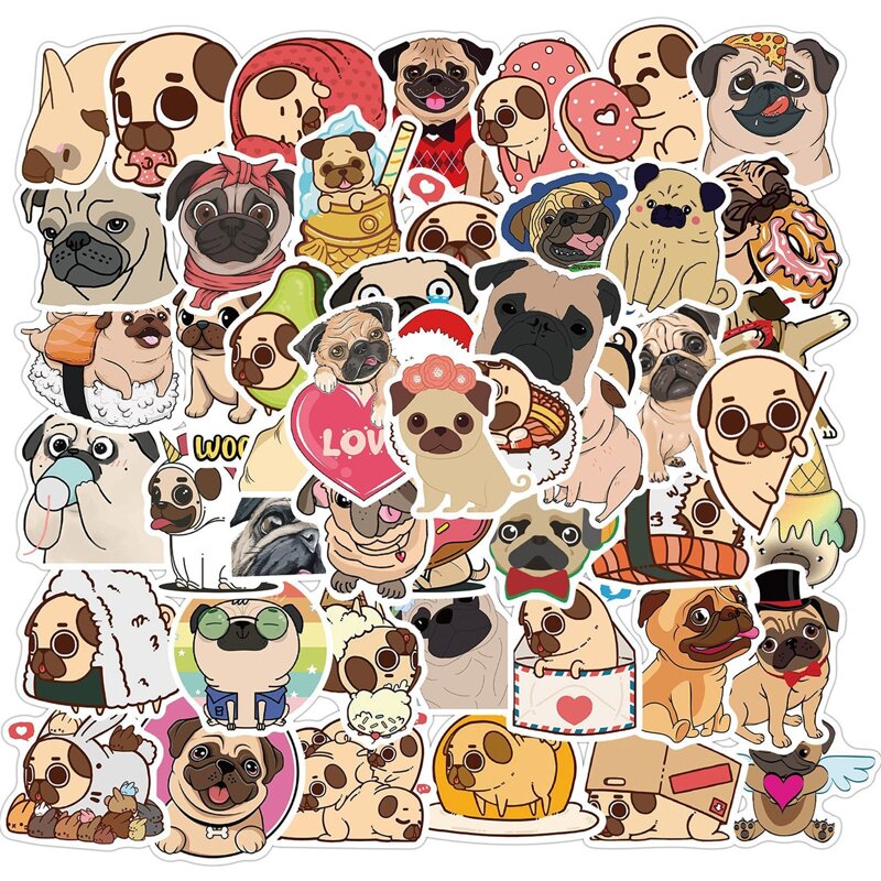 

50pcs Cartoon Dog Print Sticker, Multicolor