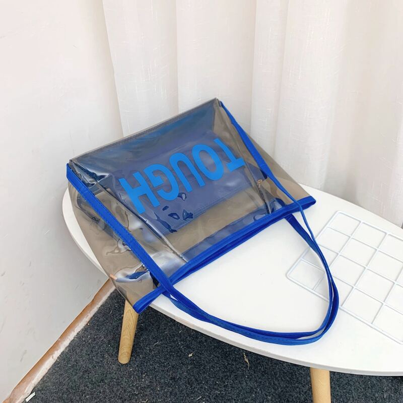 

Clear Tote Bag With Inner Pouch, Blue