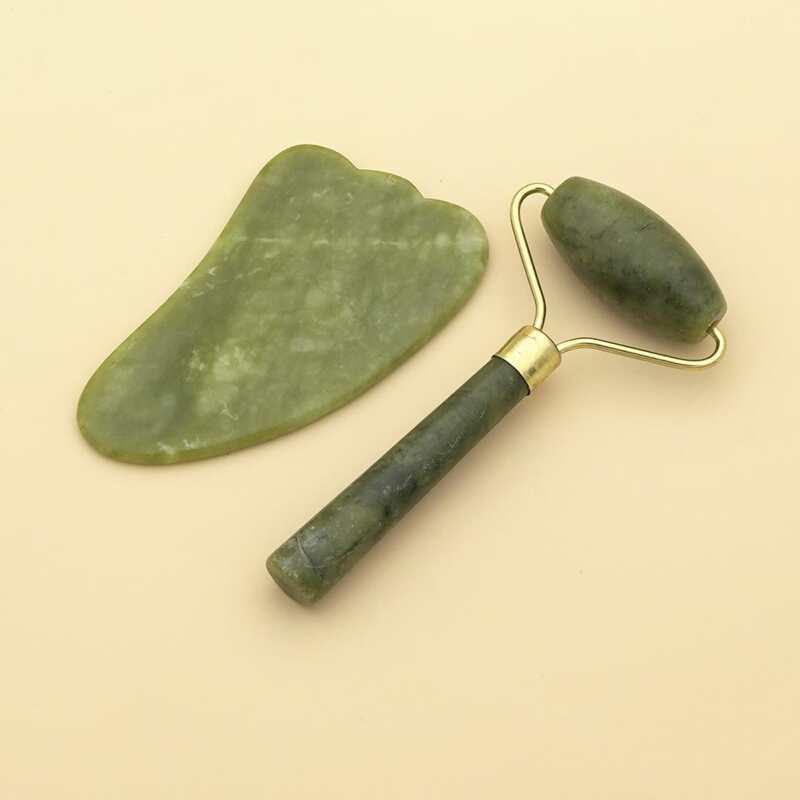 

1pc Facial Roller Massager & 1pc Gua Sha Board, Green