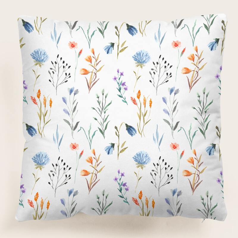 

Flower Print Cushion Cover Without Filler, Multicolor