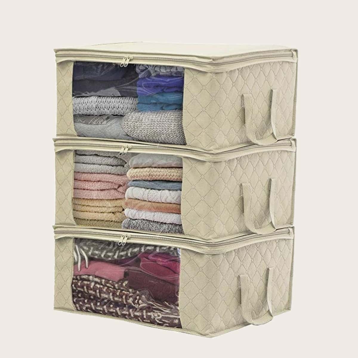 

Quilted Zip-Up Storage Box, Khaki