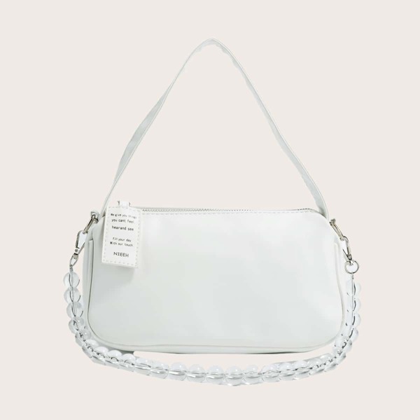 

Beaded Satchel Bag, Beige