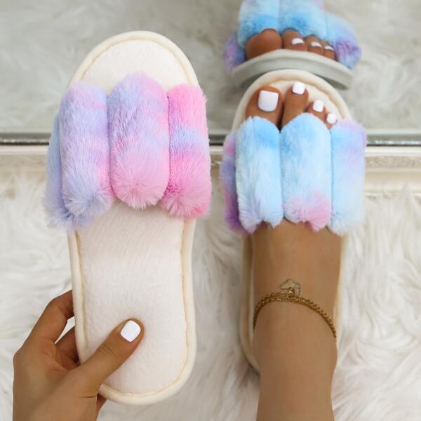 

Ombre Fluffy Bedroom Slippers, Multicolor